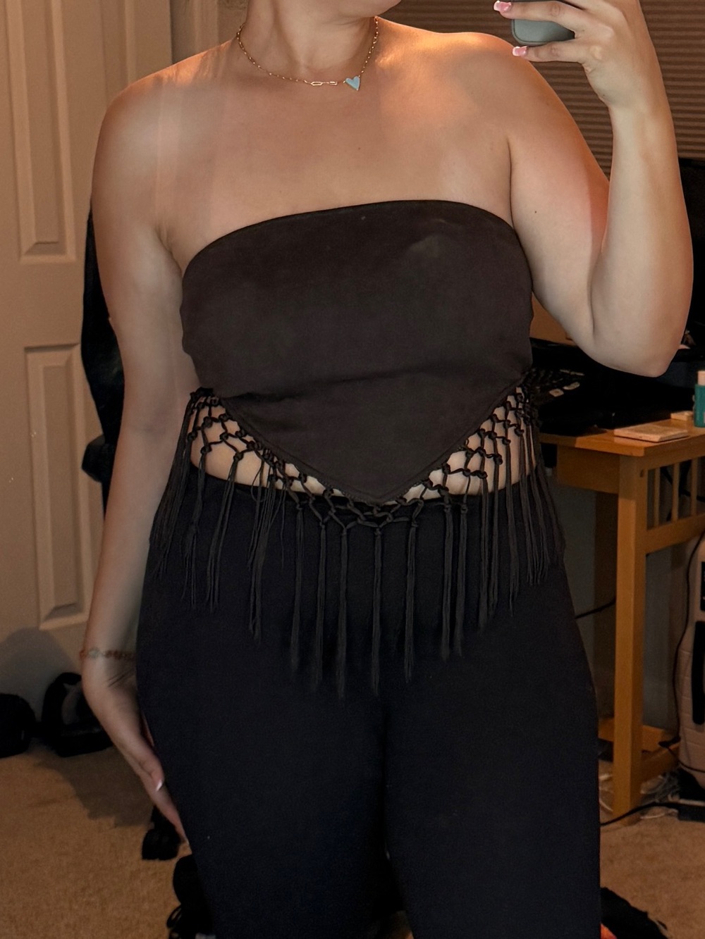 Fringed Brown Bandana Crop Top